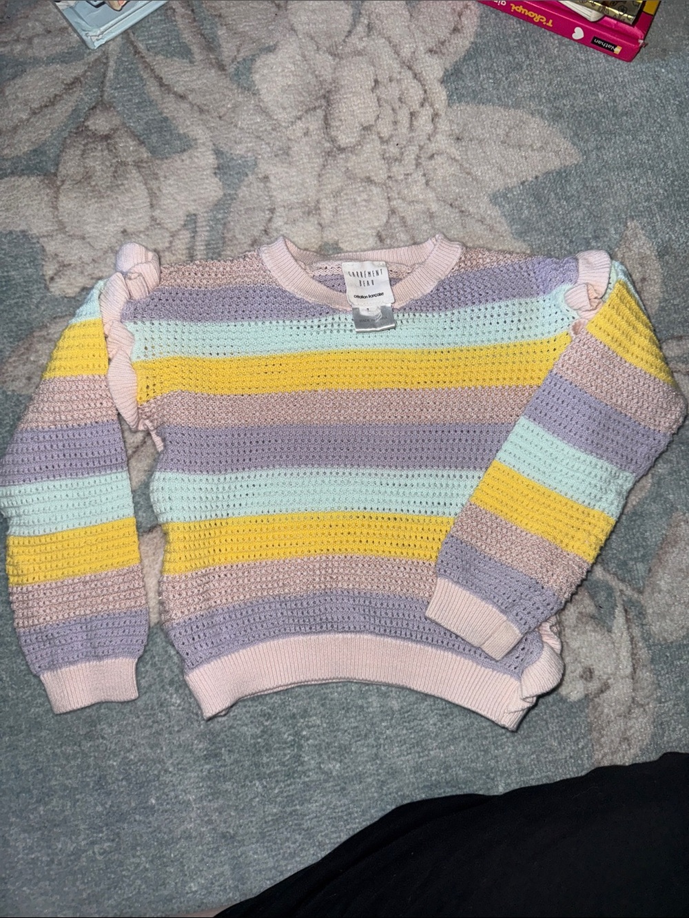 Carrement Beau Pastel Stripe Crochet Sweater - Pink, Yellow, Lavender, Mint